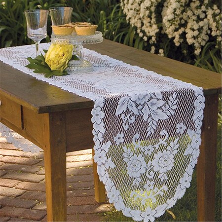 Heritage Lace 13 x 45 in. Victorian Rose Runner, White VR-1345W